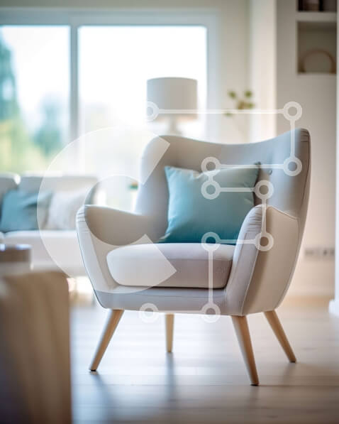 Intra Συλλεκτικό Ξύλινο Παζλ Plywood  4mm - Άνετο και φωτεινό σαλόνι με φυσικό φως και λευκό δερμάτινο καναπέ Σε Ξύλινο Κουτί - Διαστάσεις Puzzle: 10x10 cm – 25 κομμάτια