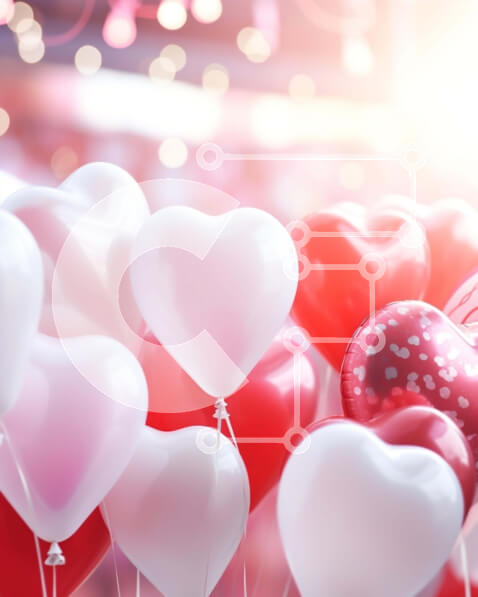 Intra Συλλεκτικό Ξύλινο Παζλ Plywood  4mm - Μπαλόνια σε σχήμα καρδιάς που επιπλέουν στον αέρα Σε Ξύλινο Κουτί - Διαστάσεις: 10x10 cm – 25 κομμάτια