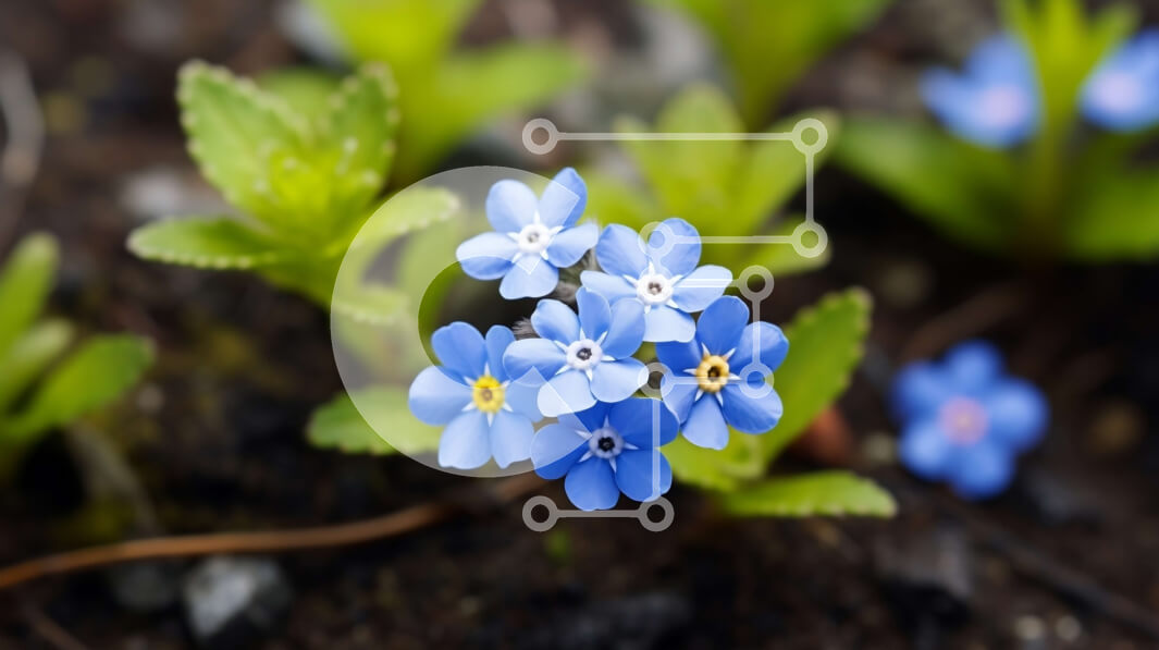 Intra Συλλεκτικό Ξύλινο Παζλ Plywood  4mm - Μπλε Forget-Me-Not Flowers από κοντά Σε Ξύλινο Κουτί - Διαστάσεις: 10x10 cm – 25 κομμάτια