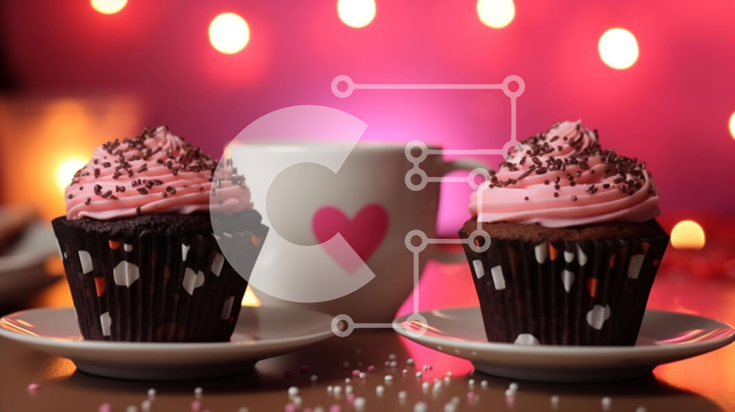 Σετ των 2 Intra Συλλεκτικό Ξύλινο Παζλ Plywood  4mm - Cupcakes με γλάσο σε σχήμα καρδιάς σε πιάτα με καραμέλα Σε Ξύλινο Κουτί - Διαστάσεις: 10x10 cm – 25 κομμάτια