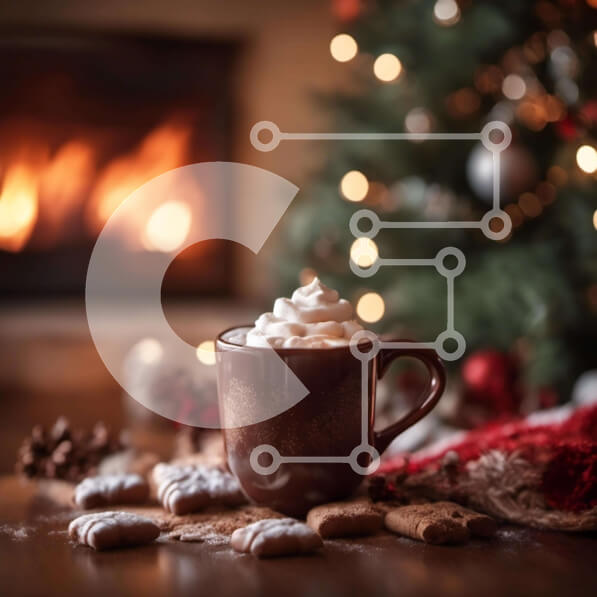 Intra Συλλεκτικό Ξύλινο Παζλ Plywood  4mm - Γιορτή καφέ εορταστικής περιόδου Σε Ξύλινο Κουτί - Διαστάσεις Puzzle: 10x10 cm – 25 κομμάτια