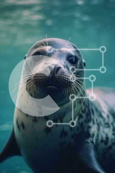 Σετ των 2 Intra Συλλεκτικό Ξύλινο Παζλ Plywood  4mm - Κοντινό πλάνο με γυαλιστερό και περιποιημένο πρόσωπο της φώκιας Σε Ξύλινο Κουτί - Διαστάσεις: 10x10 cm – 25 κομμάτια