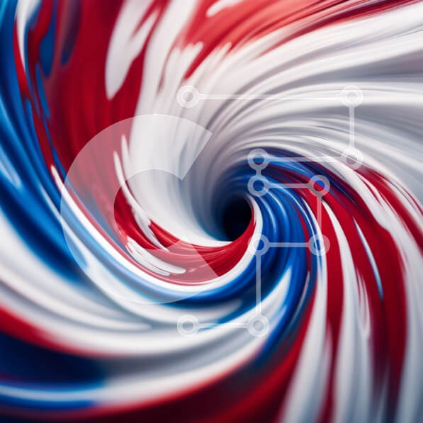 Intra Συλλεκτικό Ξύλινο Παζλ Plywood  4mm - Εντυπωσιακός στροβιλισμός με κόκκινο, λευκό και μπλε χρώμα Σε Ξύλινο Κουτί - Διαστάσεις Puzzle: 10x10 cm – 25 κομμάτια