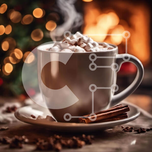 Σετ των 2 Intra Συλλεκτικό Ξύλινο Παζλ Plywood  4mm - Φλιτζάνι ζεστό κακάο με Marshmallows και ξυλάκια κανέλας Σε Ξύλινο Κουτί - Διαστάσεις: 10x10 cm – 25 κομμάτια