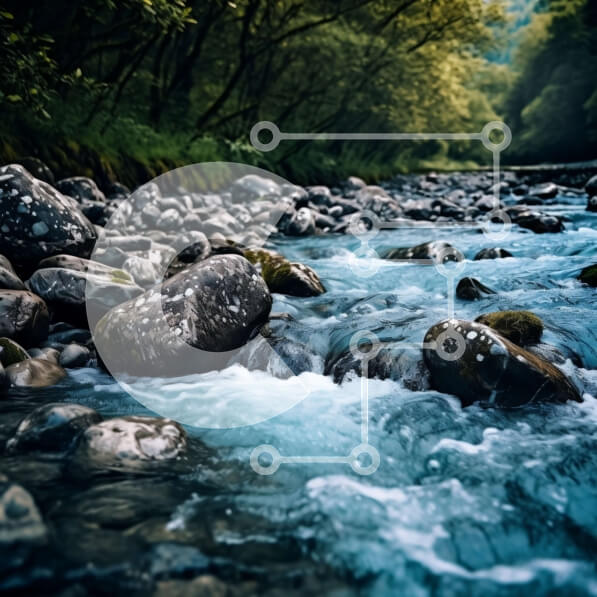 Intra Συλλεκτικό Ξύλινο Παζλ Plywood  4mm - Όμορφη εικόνα του ποταμού στο δάσος με τους βράχους και τα δέντρα Σε Ξύλινο Κουτί - Διαστάσεις Puzzle: 10x10 cm – 25 κομμάτια