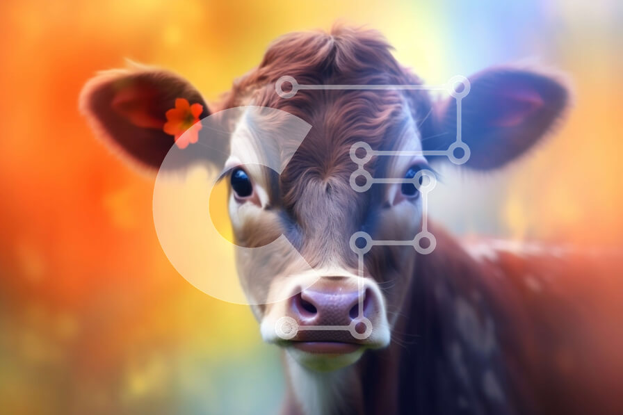 Σετ των 2 Intra Συλλεκτικό Ξύλινο Παζλ Plywood  4mm - Κοντινή όψη του προσώπου μιας αγελάδας με καφέ γούνα και μεγάλα καστανά μάτια Σε Ξύλινο Κουτί - Διαστάσεις: 10x10 cm – 25 κομμάτια