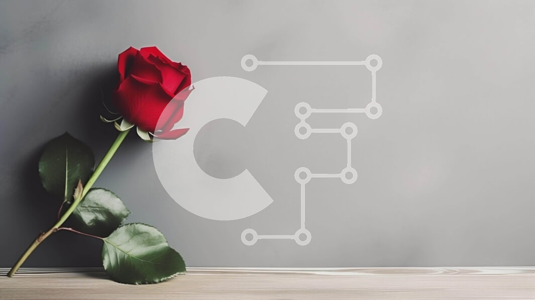 Intra Συλλεκτικό Ξύλινο Παζλ Plywood  4mm - Μονό κόκκινο τριαντάφυλλο σε ξύλινο τραπέζι με φόντο γκρι τοίχο Σε Ξύλινο Κουτί - Διαστάσεις Puzzle: 10x10 cm – 25 κομμάτια