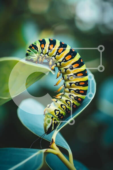 Σετ των 2 Intra Συλλεκτικό Ξύλινο Παζλ Plywood  4mm - Δονούμενη κάμπια που στηρίζεται στο φύλλο Σε Ξύλινο Κουτί - Διαστάσεις: 10x10 cm – 25 κομμάτια