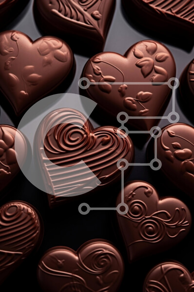 Σετ των 2 Intra Συλλεκτικό Ξύλινο Παζλ Plywood  4mm - Καραμέλες σοκολάτας σε σχήμα καρδιάς για την ημέρα του Αγίου Βαλεντίνου Σε Ξύλινο Κουτί - Διαστάσεις: 10x10 cm – 25 κομμάτια