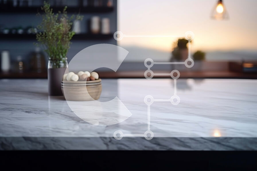 Intra Συλλεκτικό Ξύλινο Παζλ Plywood  4mm - Μοντέρνος μαρμάρινος πάγκος με λουλούδια Σε Ξύλινο Κουτί - Διαστάσεις Puzzle: 10x10 cm – 25 κομμάτια