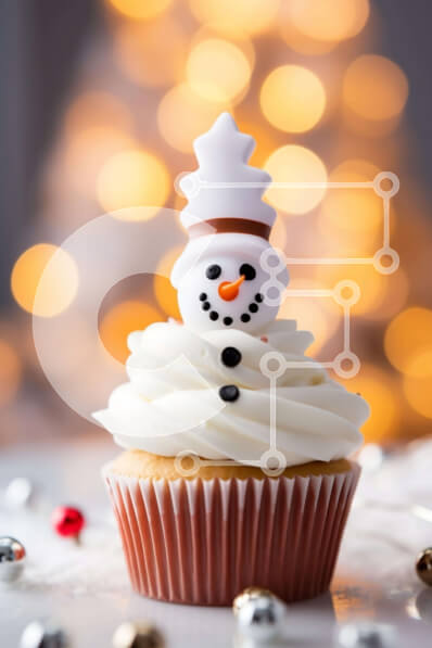 Σετ των 2 Intra Συλλεκτικό Ξύλινο Παζλ Plywood  4mm - Εορταστικό Cupcake Χιονάνθρωπος με Χριστουγεννιάτικα στολίδια Σε Ξύλινο Κουτί - Διαστάσεις: 10x10 cm – 25 κομμάτια