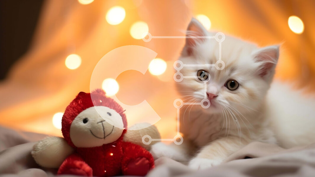 Intra Συλλεκτικό Ξύλινο Παζλ Plywood  4mm - Χαριτωμένο λευκό γατάκι με γεμιστό ζώο Σε Ξύλινο Κουτί - Διαστάσεις: 10x10 cm – 25 κομμάτια