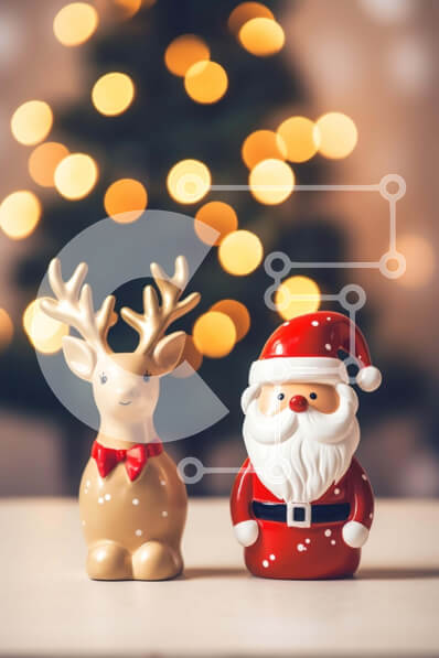 Intra Συλλεκτικό Ξύλινο Παζλ Plywood  4mm - Ειδώλια Άγιου Βασίλη που γιορτάζουν τα Χριστούγεννα με το φωτισμένο δέντρο Σε Ξύλινο Κουτί - Διαστάσεις: 10x10 cm – 25 κομμάτια