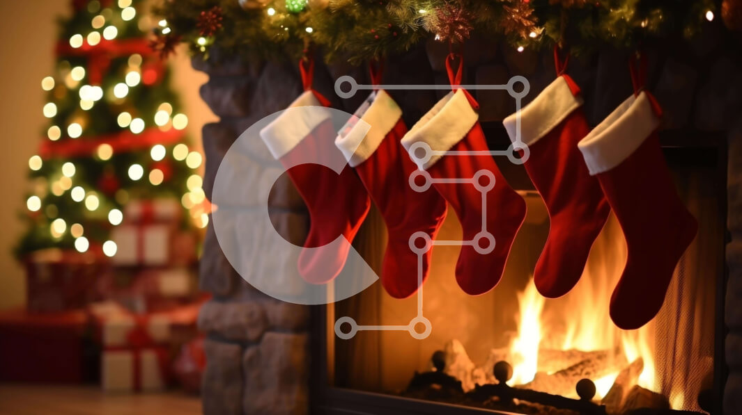 Intra Συλλεκτικό Ξύλινο Παζλ Plywood  4mm - Γιορτινό Τζάκι με Κάλτσες και Χριστουγεννιάτικα Φωτάκια Σε Ξύλινο Κουτί - Διαστάσεις: 10x10 cm – 25 κομμάτια