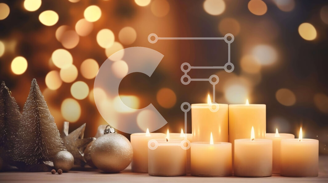 Intra Συλλεκτικό Ξύλινο Παζλ Plywood  4mm - Ομάδα αναμμένων κεριών με χρυσά φώτα Bokeh Σε Ξύλινο Κουτί - Διαστάσεις: 10x10 cm – 25 κομμάτια