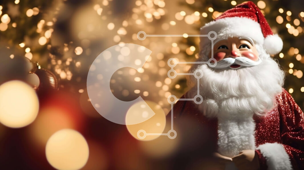 Intra Συλλεκτικό Ξύλινο Παζλ Plywood  4mm - Φιγούρα Άγιου Βασίλη μπροστά από τα πολύχρωμα φώτα διακοπών Σε Ξύλινο Κουτί - Διαστάσεις: 10x10 cm – 25 κομμάτια