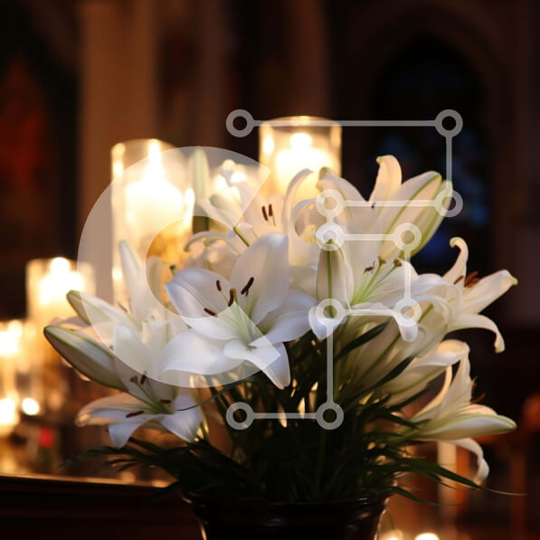 Σετ των 2 Intra Συλλεκτικό Ξύλινο Παζλ Plywood  4mm - Λευκοί κρίνοι σε μαύρο βάζο με αναμμένα κεριά Σε Ξύλινο Κουτί - Διαστάσεις: 10x10 cm – 25 κομμάτια