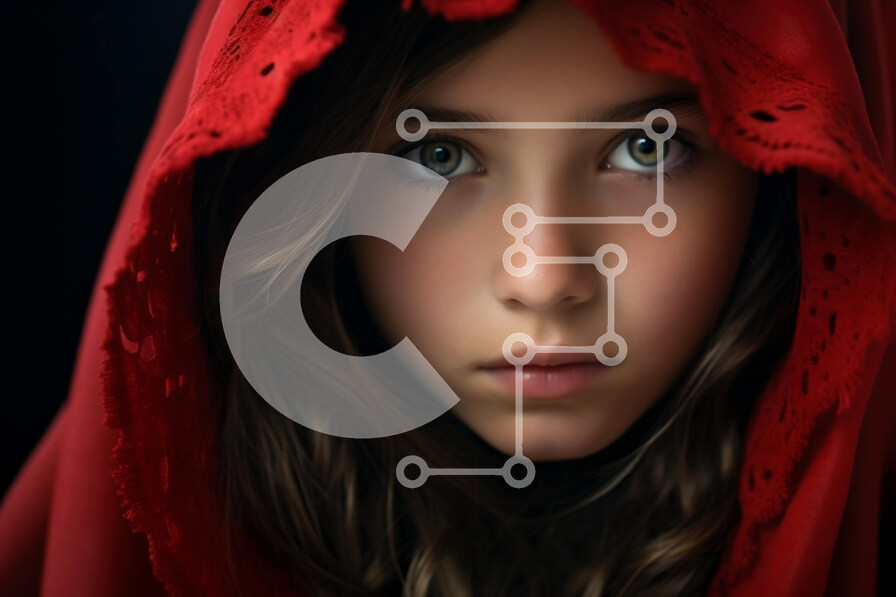 Intra Συλλεκτικό Ξύλινο Παζλ Plywood  4mm - Σοβαρό νεαρό κορίτσι με κόκκινο κουκούλα Σε Ξύλινο Κουτί - Διαστάσεις Puzzle: 10x10 cm – 25 κομμάτια