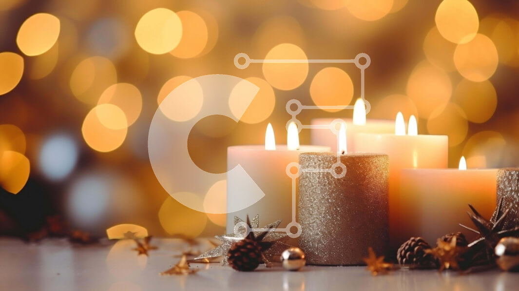 Intra Συλλεκτικό Ξύλινο Παζλ Plywood  4mm - Τρία αναμμένα κεριά σε χρυσό φόντο Bokeh Σε Ξύλινο Κουτί - Διαστάσεις: 10x10 cm – 25 κομμάτια