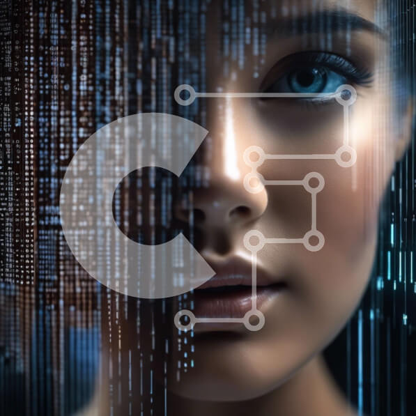 Intra Συλλεκτικό Ξύλινο Παζλ Plywood  4mm - Δυαδικός Κώδικας Πρόσωπο Γυναίκας - Τεχνητή Νοημοσύνη και Μηχανική Μάθηση Σε Ξύλινο Κουτί - Διαστάσεις Puzzle: 10x10 cm – 25 κομμάτια