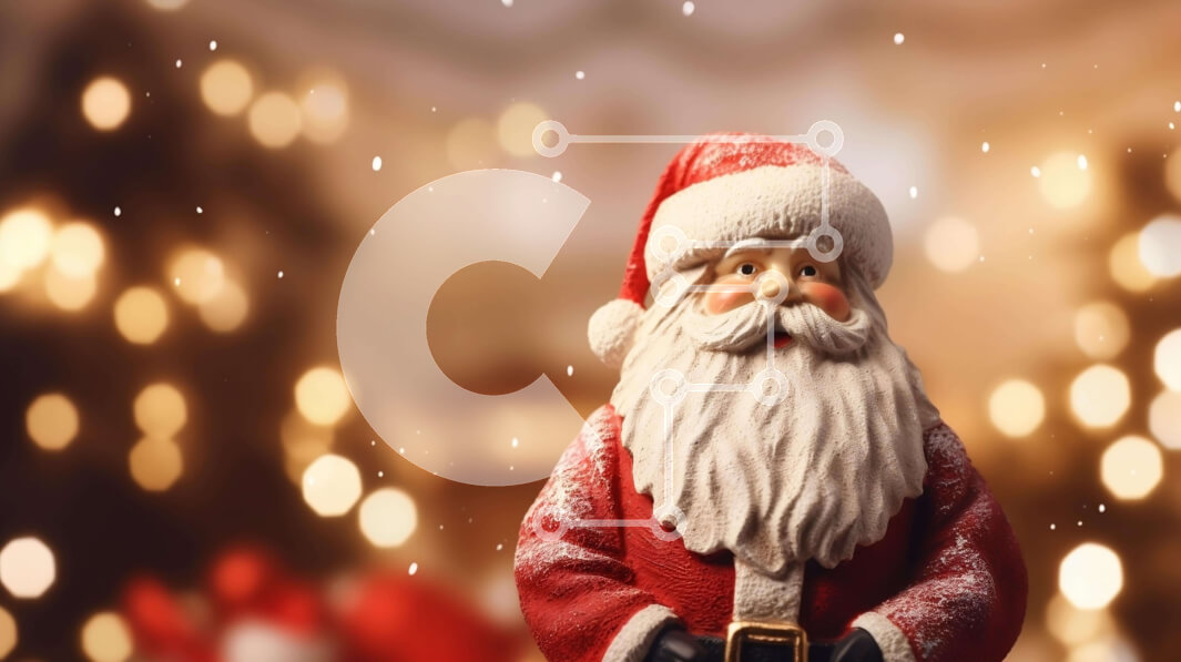 Intra Συλλεκτικό Ξύλινο Παζλ Plywood  4mm - Ειδώλιο Άγιου Βασίλη με φόντο αφηρημένη νιφάδα χιονιού και φώτα Σε Ξύλινο Κουτί - Διαστάσεις: 10x10 cm – 25 κομμάτια