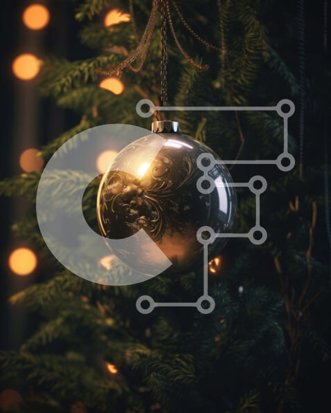 Intra Συλλεκτικό Ξύλινο Παζλ Plywood  4mm - Χρυσό χριστουγεννιάτικο στολίδι σε κλαδί πεύκου Σε Ξύλινο Κουτί - Διαστάσεις: 10x10 cm – 25 κομμάτια