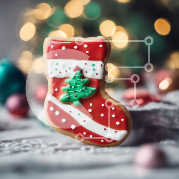 Intra Συλλεκτικό Ξύλινο Παζλ Plywood  4mm - Διακοσμημένο μπισκότο μελόψωμο με διακοσμητική κάλτσα Σε Ξύλινο Κουτί - Διαστάσεις: 10x10 cm – 25 κομμάτια