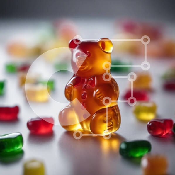 Σετ των 2 Intra Συλλεκτικό Ξύλινο Παζλ Plywood  4mm - Πολύχρωμα ζελέ φασόλια με ένα Gummy Bear Σε Ξύλινο Κουτί - Διαστάσεις: 10x10 cm – 25 κομμάτια