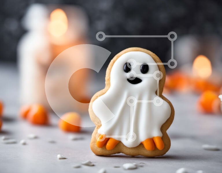 Intra Συλλεκτικό Ξύλινο Παζλ Plywood  4mm - Αποκριάτικο μπισκότο σε σχήμα φαντάσματος με κηροπήγια και κολοκύθες Σε Ξύλινο Κουτί - Διαστάσεις: 10x10 cm – 25 κομμάτια