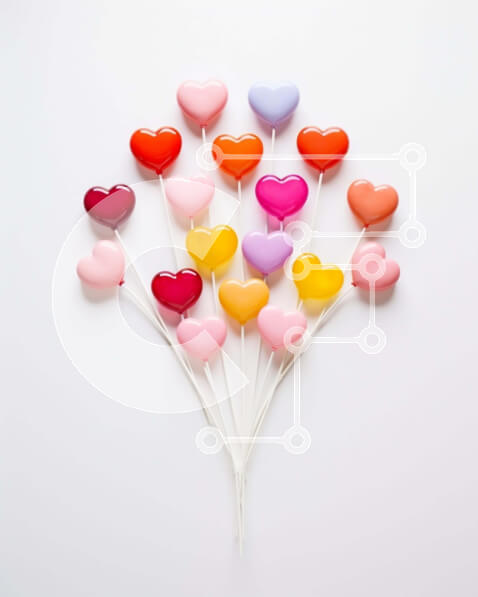 Σετ των 2 Intra Συλλεκτικό Ξύλινο Παζλ Plywood  4mm - Πολύχρωμο μπουκέτο γλειφιτζούρια σε σχήμα καρδιάς σε λευκό φόντο Σε Ξύλινο Κουτί - Διαστάσεις: 10x10 cm – 25 κομμάτια