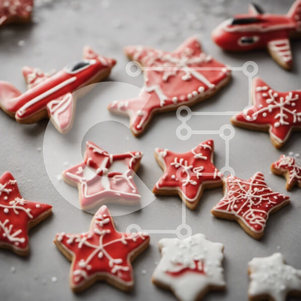 Σετ των 2 Intra Συλλεκτικό Ξύλινο Παζλ Plywood  4mm - Κόκκινα και λευκά μπισκότα και μελόψωμο για τις γιορτές Σε Ξύλινο Κουτί - Διαστάσεις: 10x10 cm – 25 κομμάτια