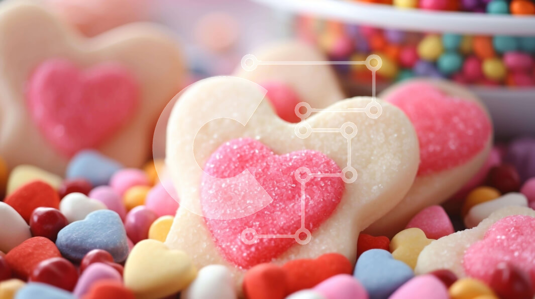 Σετ των 2 Intra Συλλεκτικό Ξύλινο Παζλ Plywood  4mm - Πολύχρωμο μπολ καραμέλας με μπισκότα σε σχήμα καρδιάς και γλυκές λιχουδιές Σε Ξύλινο Κουτί - Διαστάσεις: 10x10 cm – 25 κομμάτια