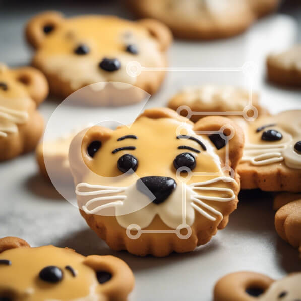 Σετ των 2 Intra Συλλεκτικό Ξύλινο Παζλ Plywood  4mm - Διακοσμημένα μπισκότα προσώπου λιονταριού Σε Ξύλινο Κουτί - Διαστάσεις: 10x10 cm – 25 κομμάτια