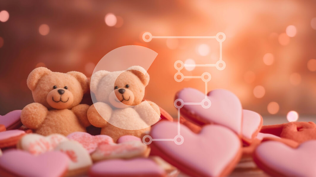 Intra Συλλεκτικό Ξύλινο Παζλ Plywood  4mm - Δύο αρκουδάκια με μπισκότα σε σχήμα καρδιάς για την ημέρα του Αγίου Βαλεντίνου Σε Ξύλινο Κουτί - Διαστάσεις: 10x10 cm – 25 κομμάτια