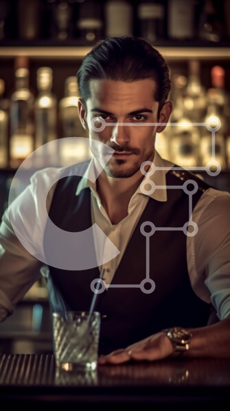 Intra Συλλεκτικό Ξύλινο Παζλ Plywood  4mm - Σοβαρός μπάρμαν με το ποτό στο χέρι Σε Ξύλινο Κουτί - Διαστάσεις: 10x10 cm – 25 κομμάτια