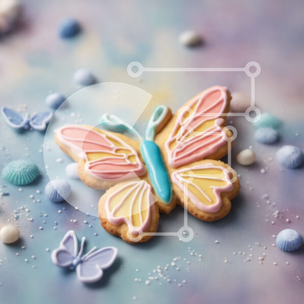 Σετ των 2 Intra Συλλεκτικό Ξύλινο Παζλ Plywood  4mm - Πολύχρωμο μπισκότο πεταλούδας με φόντο του ωκεανού Σε Ξύλινο Κουτί - Διαστάσεις: 10x10 cm – 25 κομμάτια