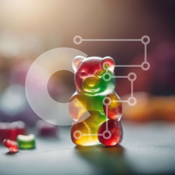 Σετ των 2 Intra Συλλεκτικό Ξύλινο Παζλ Plywood  4mm - Πολύχρωμο Gummy Bear και καραμέλα Gummi στο τραπέζι Σε Ξύλινο Κουτί - Διαστάσεις: 10x10 cm – 25 κομμάτια