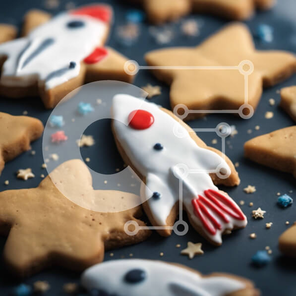 Σετ των 2 Intra Συλλεκτικό Ξύλινο Παζλ Plywood  4mm - Cookies με θέμα το διάστημα σε μαύρη επιφάνεια Σε Ξύλινο Κουτί - Διαστάσεις: 10x10 cm – 25 κομμάτια