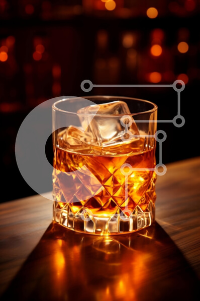 Σετ των 2 Intra Συλλεκτικό Ξύλινο Παζλ Plywood  4mm - Ποτήρι ουίσκι με παγάκια σε ξύλινο μπαρ Σε Ξύλινο Κουτί - Διαστάσεις: 10x10 cm – 25 κομμάτια