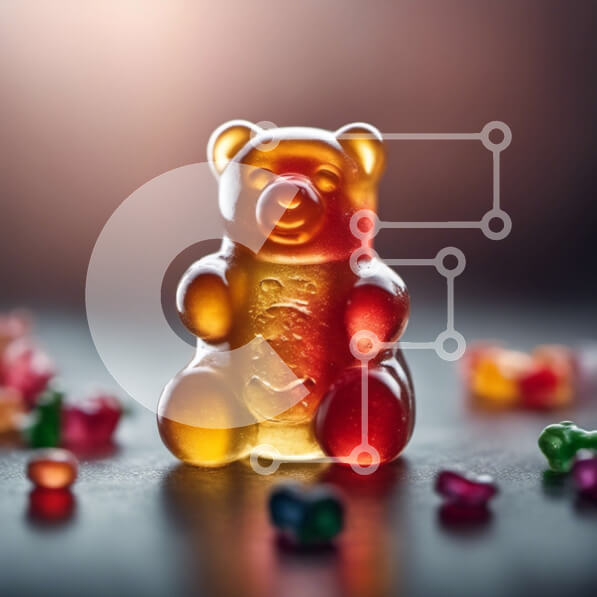 Σετ των 2 Intra Συλλεκτικό Ξύλινο Παζλ Plywood  4mm - Πολύχρωμα Gummy Bears στο τραπέζι Σε Ξύλινο Κουτί - Διαστάσεις: 10x10 cm – 25 κομμάτια