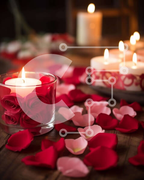 Intra Συλλεκτικό Ξύλινο Παζλ Plywood  4mm - Ρομαντικό σερβίτσιο στο φως των κεριών με ροδοπέταλα Σε Ξύλινο Κουτί - Διαστάσεις Puzzle: 10x10 cm – 25 κομμάτια