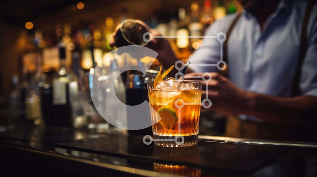 Σετ των 2 Intra Συλλεκτικό Ξύλινο Παζλ Plywood  4mm - Μπάρμαν που ετοιμάζει ένα αλκοολούχο ποτό στο μπαρ Σε Ξύλινο Κουτί - Διαστάσεις: 10x10 cm – 25 κομμάτια