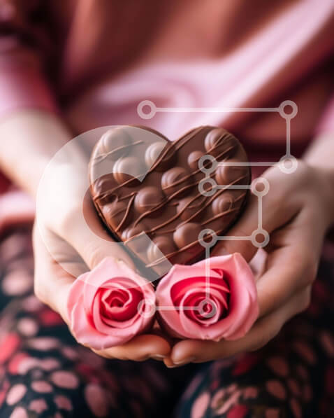 Intra Συλλεκτικό Ξύλινο Παζλ Plywood  4mm - Γιορτή του Αγίου Βαλεντίνου με σοκολάτα και τριαντάφυλλα Σε Ξύλινο Κουτί - Διαστάσεις: 10x10 cm – 25 κομμάτια