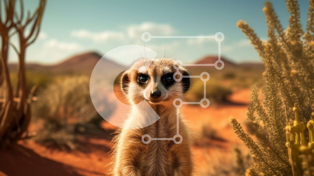 Σετ των 2 Intra Συλλεκτικό Ξύλινο Παζλ Plywood  4mm - Αξιολάτρευτο Meerkat που στέκεται σε ένα έρημο τοπίο Σε Ξύλινο Κουτί - Διαστάσεις: 10x10 cm – 25 κομμάτια