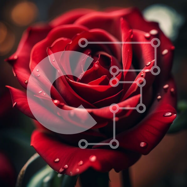 Intra Συλλεκτικό Ξύλινο Παζλ Plywood  4mm - Εκπληκτική κοντινή φωτογραφία ενός κόκκινου τριαντάφυλλου με σταγονίδια νερού Σε Ξύλινο Κουτί - Διαστάσεις: 10x10 cm – 25 κομμάτια