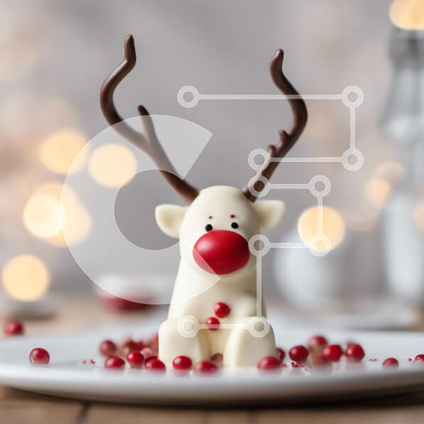 Intra Συλλεκτικό Ξύλινο Παζλ Plywood  4mm - Διακόσμηση ειδωλίων ταράνδου σε λευκό πιάτο Σε Ξύλινο Κουτί - Διαστάσεις: 10x10 cm – 25 κομμάτια