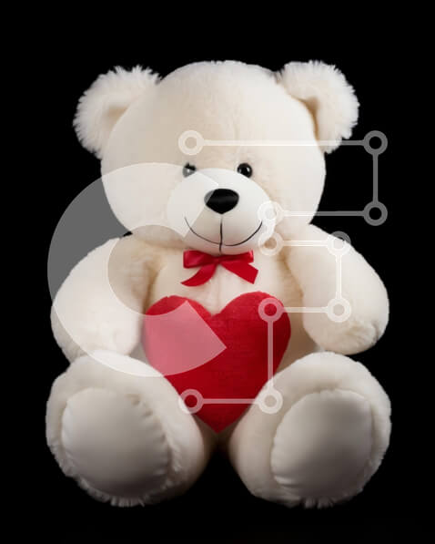 Intra Συλλεκτικό Ξύλινο Παζλ Plywood  4mm - Λευκό αρκουδάκι με κόκκινη καρδιά στολίδι Σε Ξύλινο Κουτί - Διαστάσεις Puzzle: 10x10 cm – 25 κομμάτια