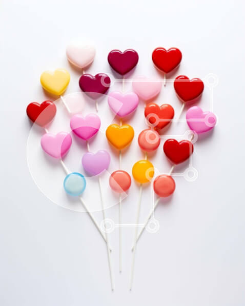 Intra Συλλεκτικό Ξύλινο Παζλ Plywood  4mm - Πολύχρωμα γλειφιτζούρια σε σχήμα καρδιάς σε λευκό φόντο Σε Ξύλινο Κουτί - Διαστάσεις Puzzle: 10x10 cm – 25 κομμάτια