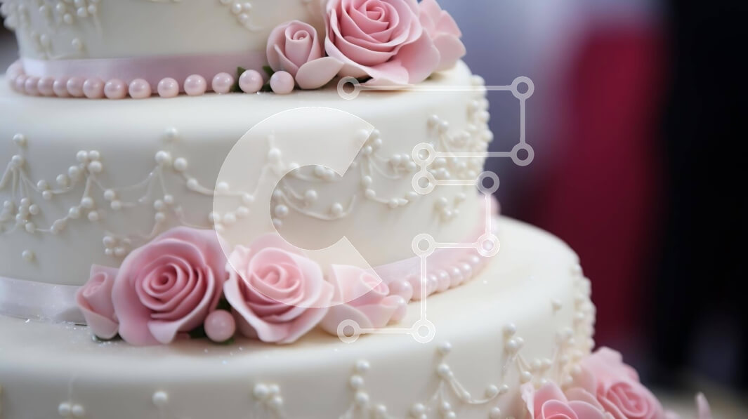 Σετ των 2 Intra Συλλεκτικό Ξύλινο Παζλ Plywood  4mm - Κομψή λευκή τούρτα τριών επιπέδων με ροζ τριαντάφυλλα και πέρλες Σε Ξύλινο Κουτί - Διαστάσεις: 10x10 cm – 25 κομμάτια