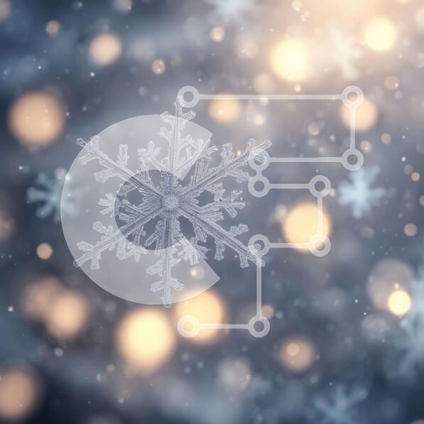 Intra Συλλεκτικό Ξύλινο Παζλ Plywood  4mm - Νιφάδα χιονιού σε πρώτο πλάνο με πολλές άλλες νιφάδες χιονιού στο βάθος Σε Ξύλινο Κουτί - Διαστάσεις Puzzle: 10x10 cm – 25 κομμάτια